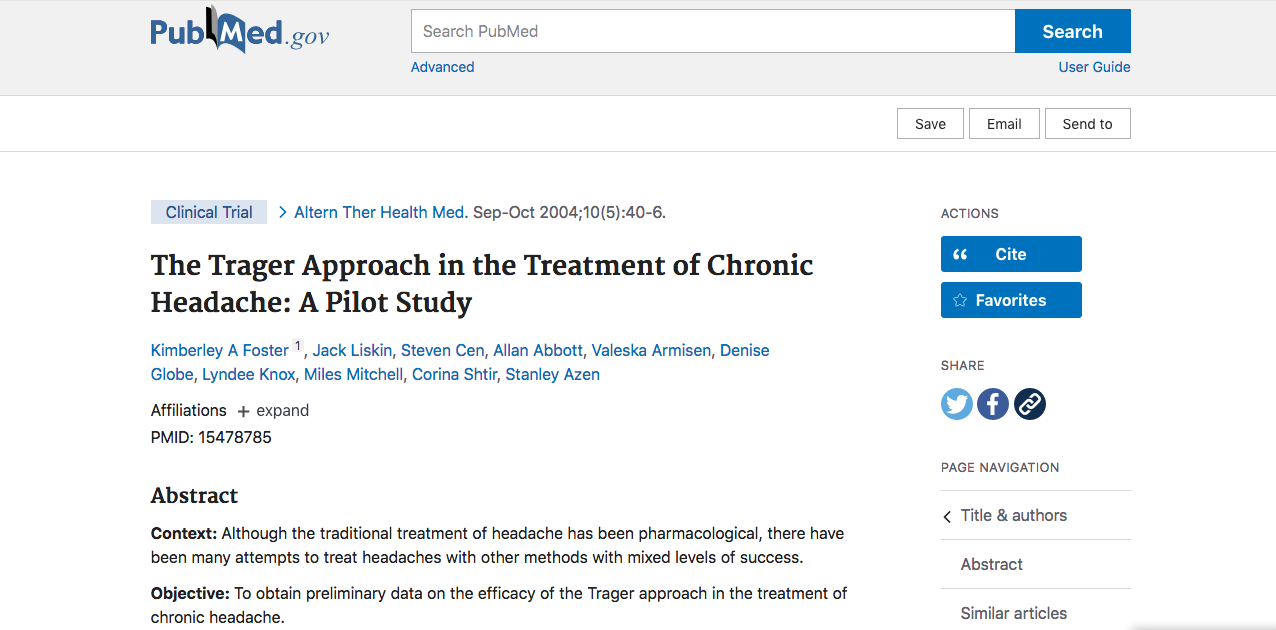 The Trager Approach in the Treatment of Chronic Headache: A Pilot Study 